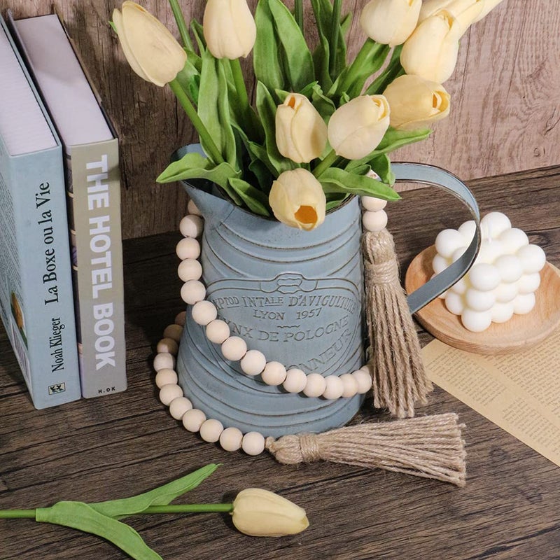 Sivya 58in Farmhouse Beads Wood Bead Garland with Tassels (Natural Wood, 58in/1Pcs) - Image 5